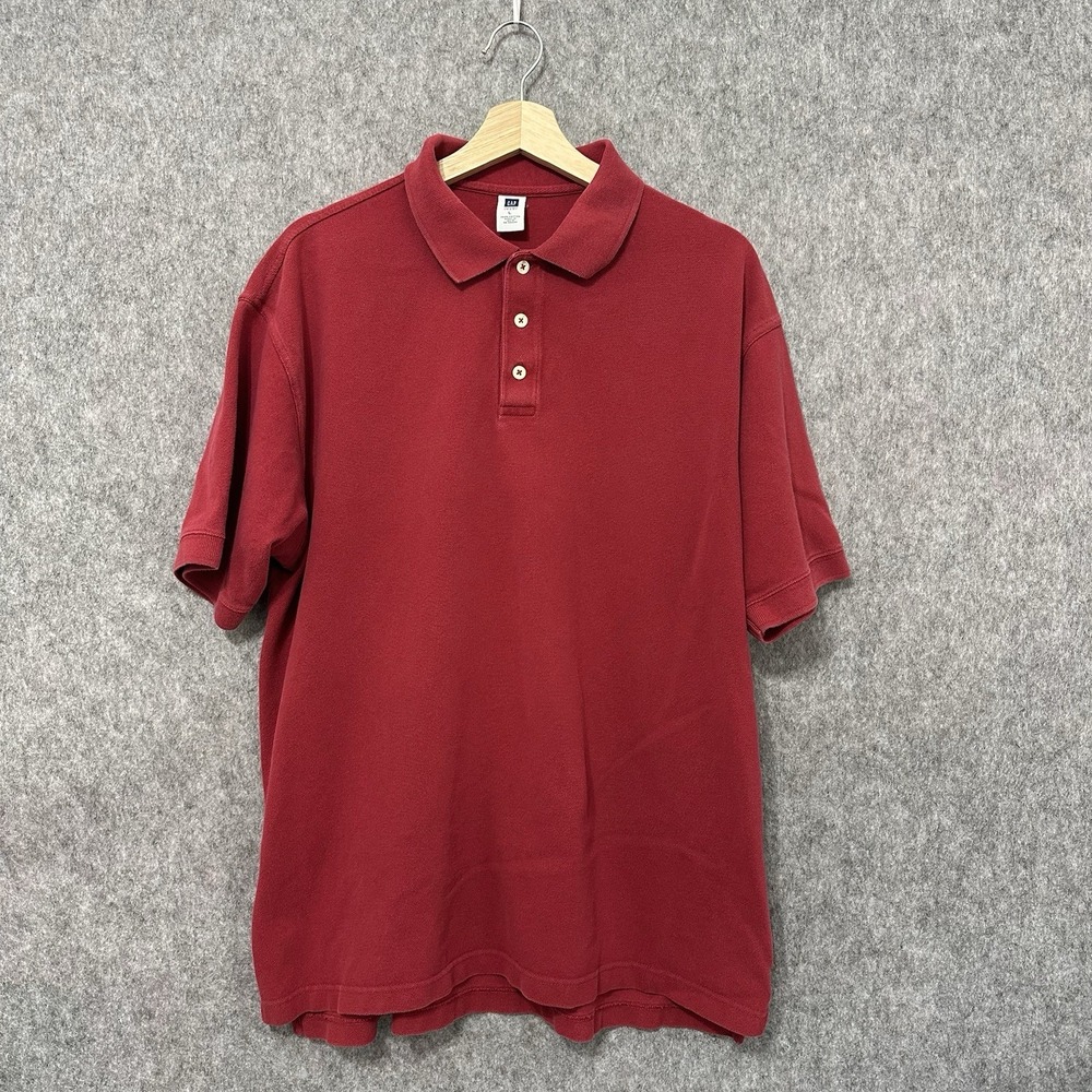 GAP Factory Store‎ Polo Shirt Men's Large Red Cotton Short Sleeve Casual Preppy